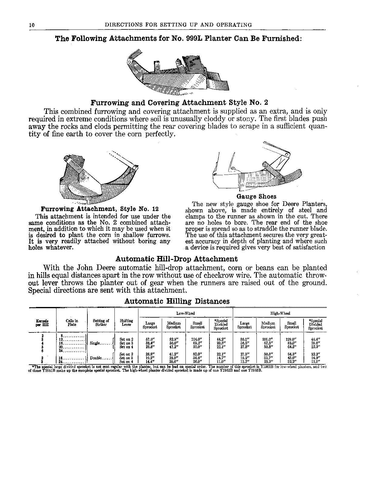 JOHN DEERE 999L PLANTER OPERATORS MANUAL