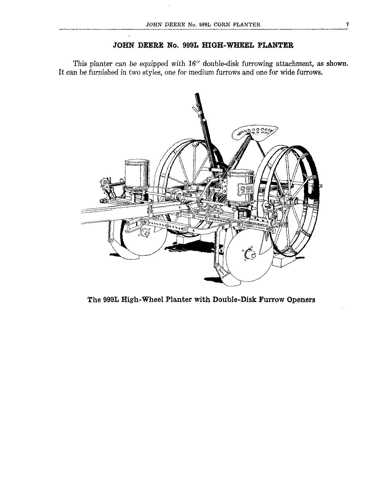 JOHN DEERE 999L PLANTER OPERATORS MANUAL