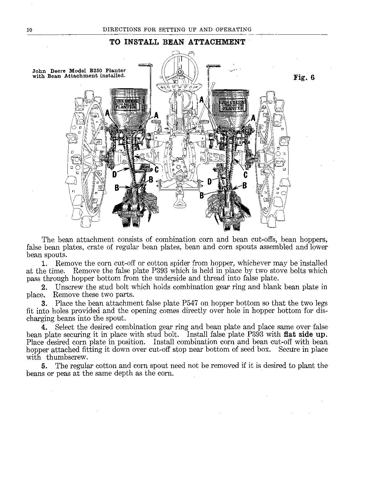 JOHN DEERE A250 B250 PLANTER OPERATORS MANUAL