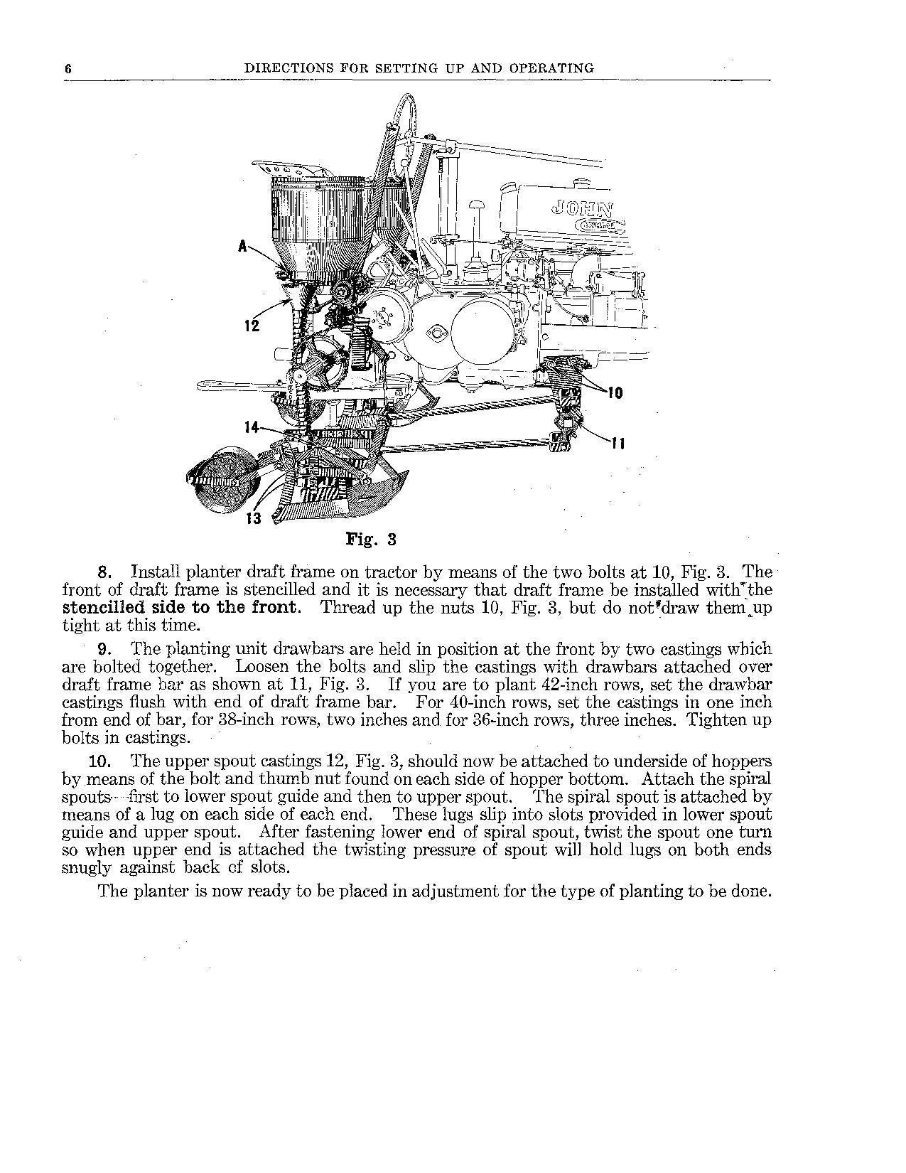 JOHN DEERE A250 B250 PLANTER OPERATORS MANUAL