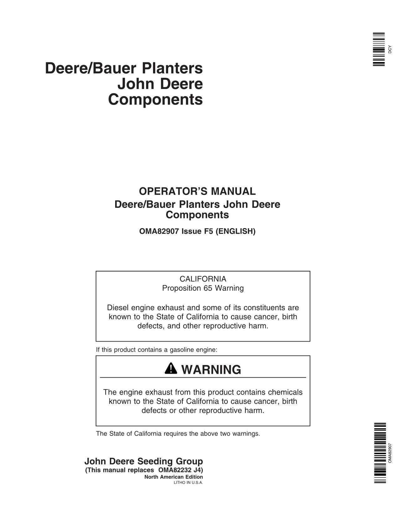 JOHN DEERE DB90 DB74 DB50 DB80 DBP44 PLANTER OPERATORS MANUAL