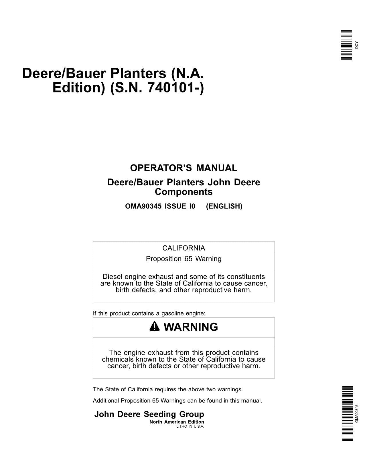 JOHN DEERE DB44 DB58 DB60 DB66 DB88 DB90 DB80 DBP44 Pflanzmaschine Bedienungsanleitung