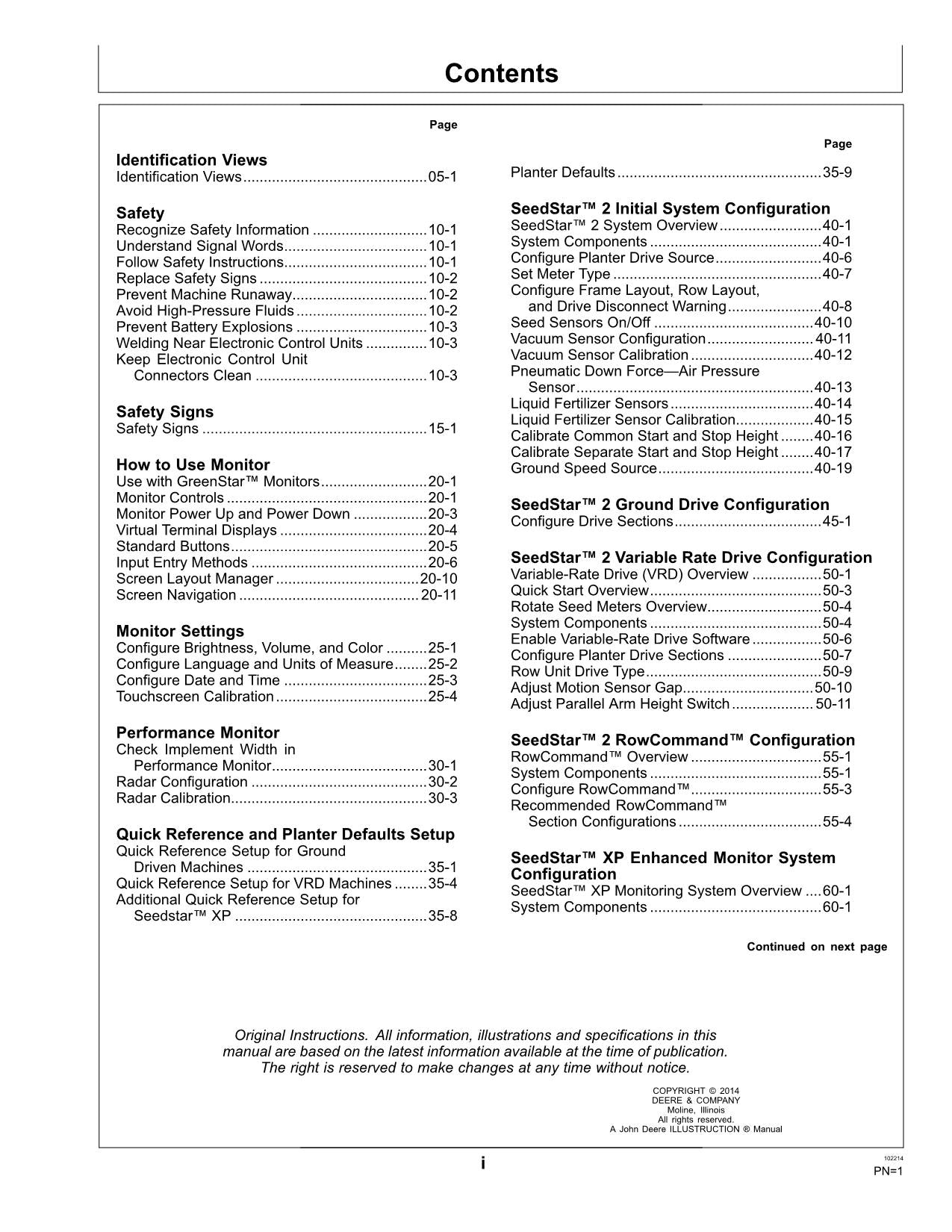 JOHN DEERE SEEDSTAR 2 SEEDSTAR XP MONITOR PLANTER OPERATORS MANUAL 760101-765100