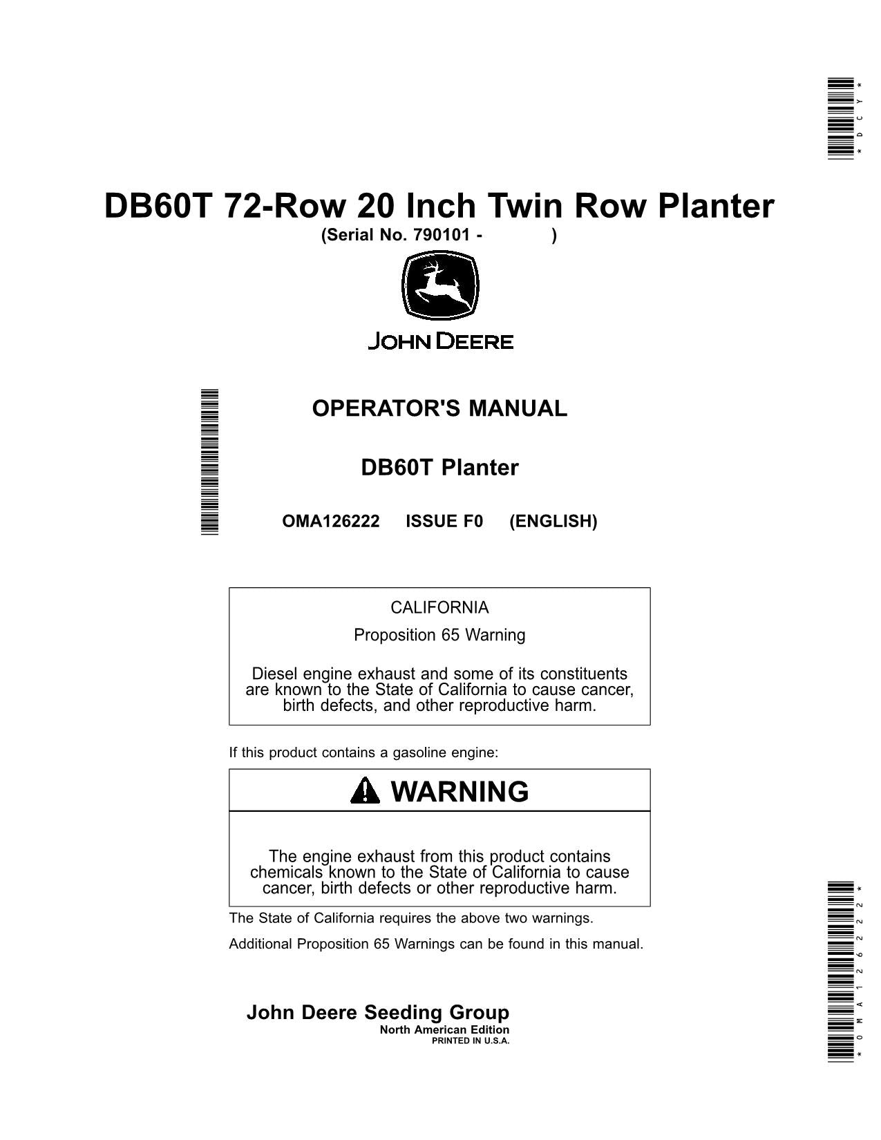 JOHN DEERE DB60T PLANTER OPERATORS MANUAL #5