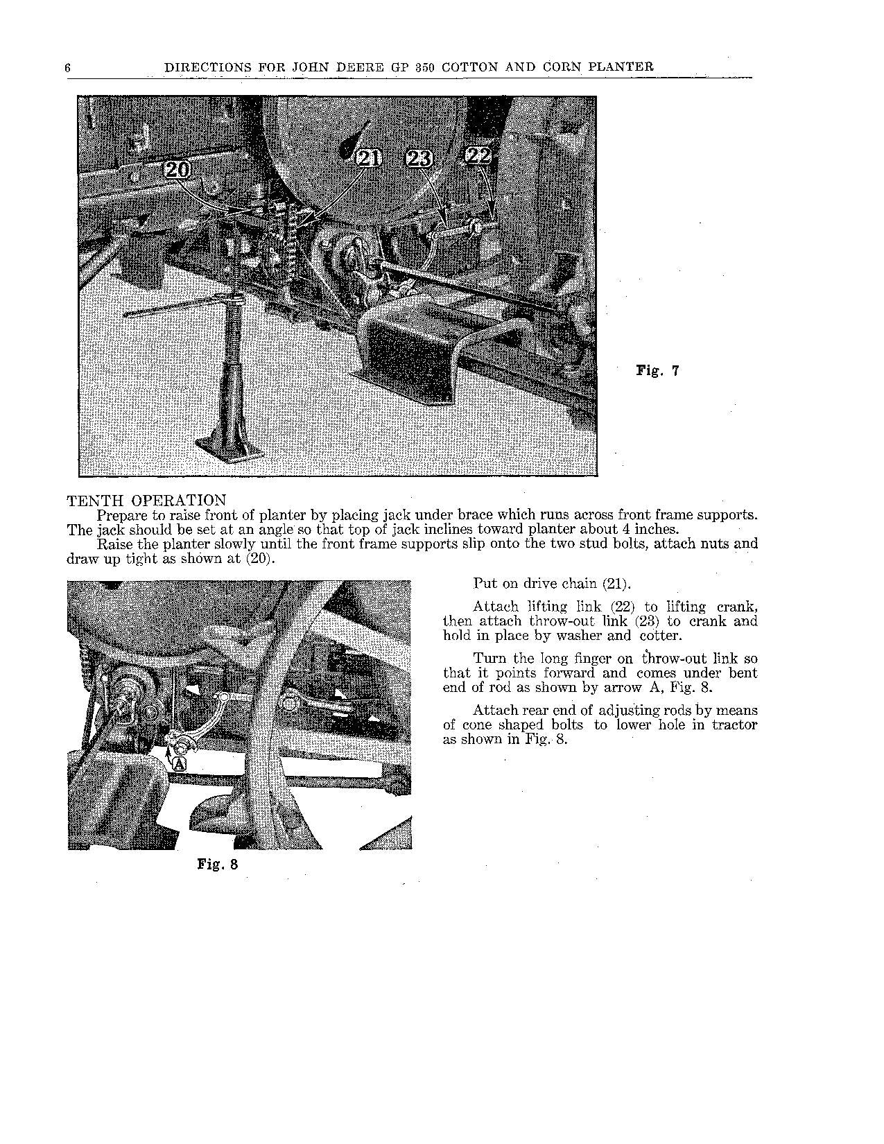 JOHN DEERE GP350 PLANTER OPERATORS MANUAL