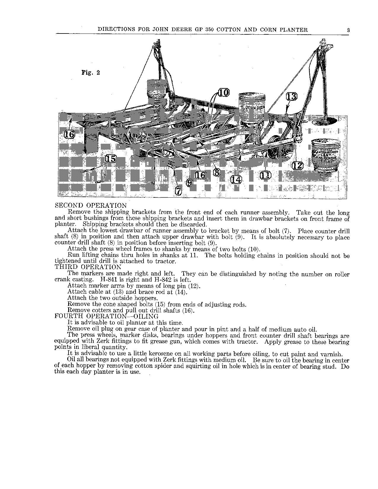 JOHN DEERE GP350 PLANTER OPERATORS MANUAL