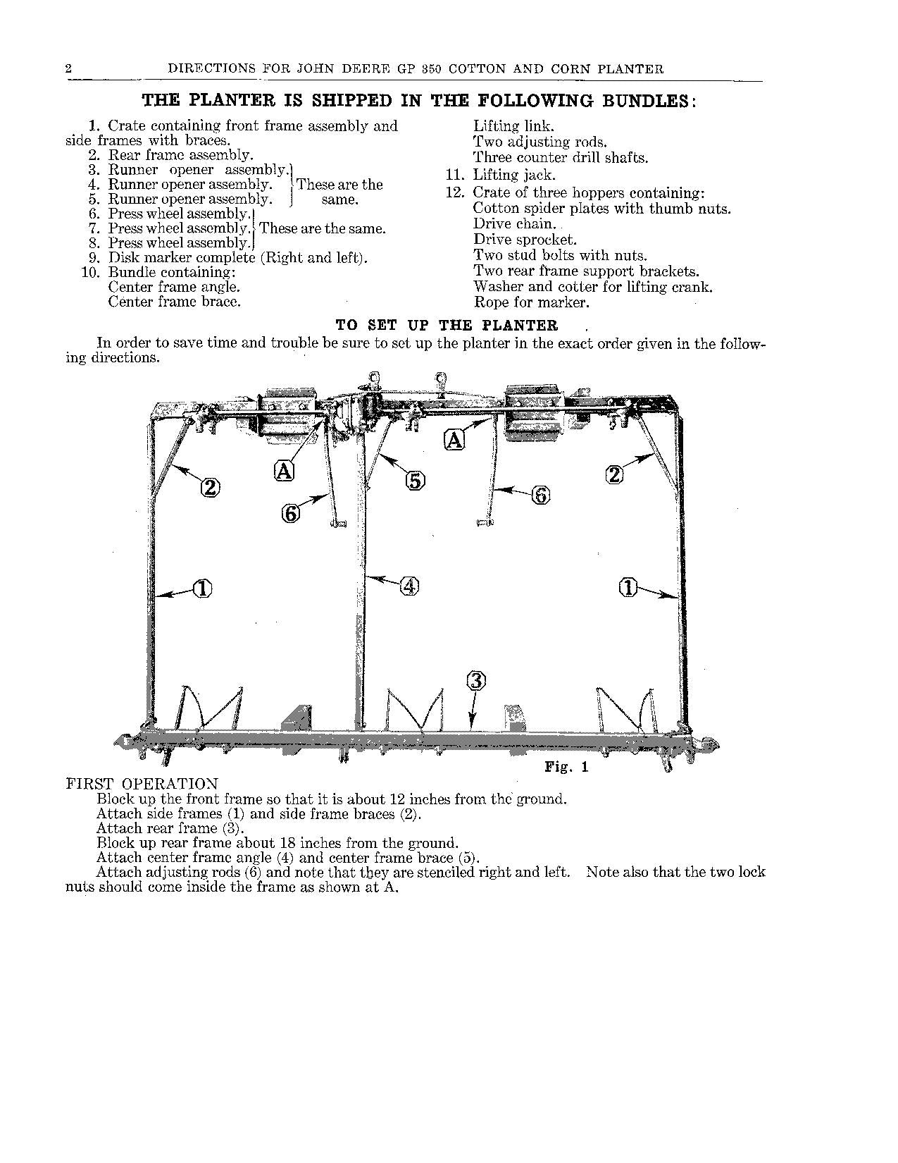 JOHN DEERE GP350 PLANTER OPERATORS MANUAL