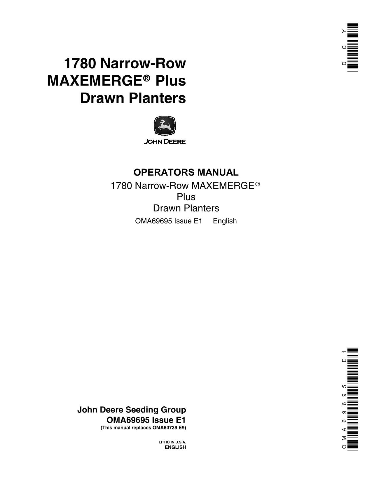 JOHN DEERE 1780 PLANTER OPERATORS MANUAL #8