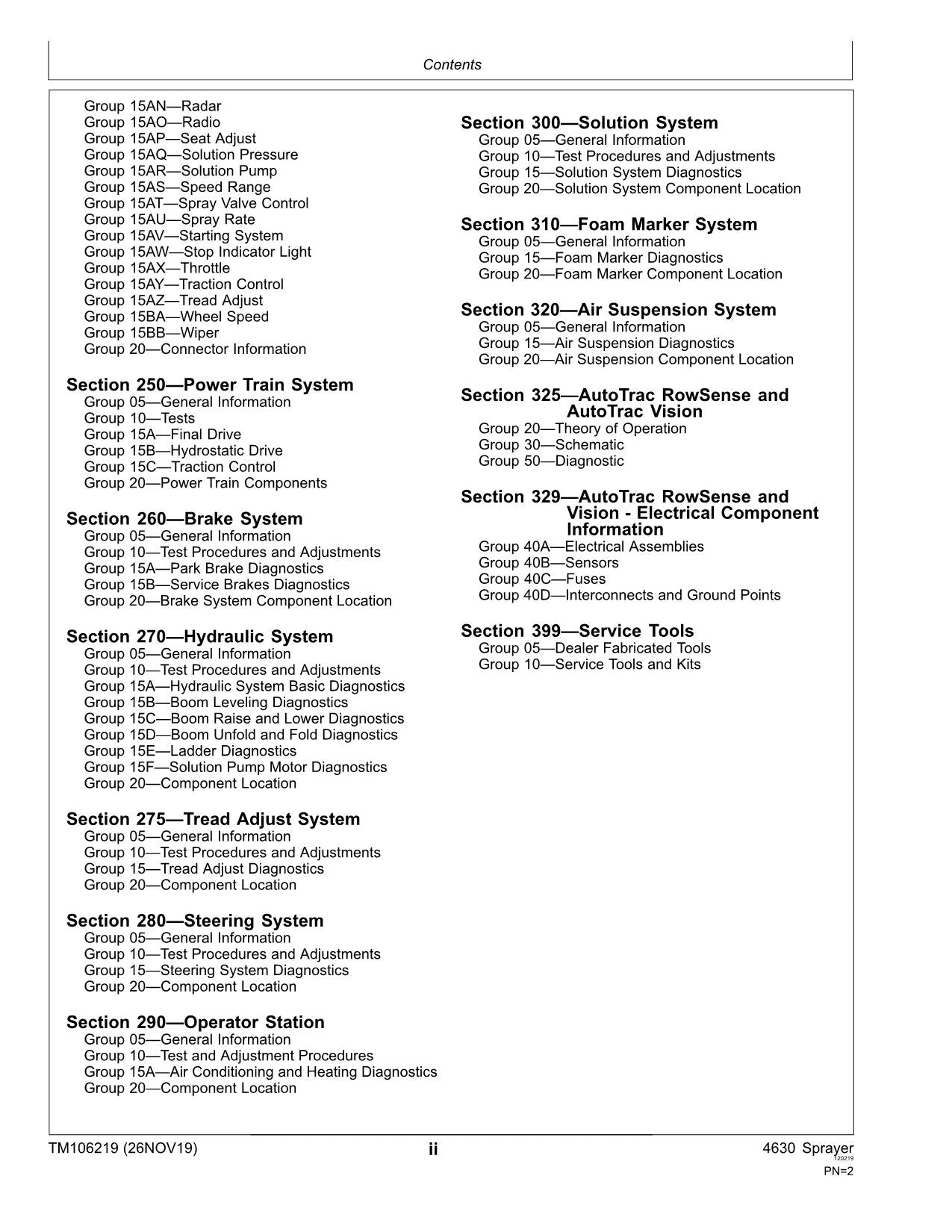 JOHN DEERE 4630 SPRAYER DIAGNOSTIC SERVICE TECHNICAL MANUAL TM106219