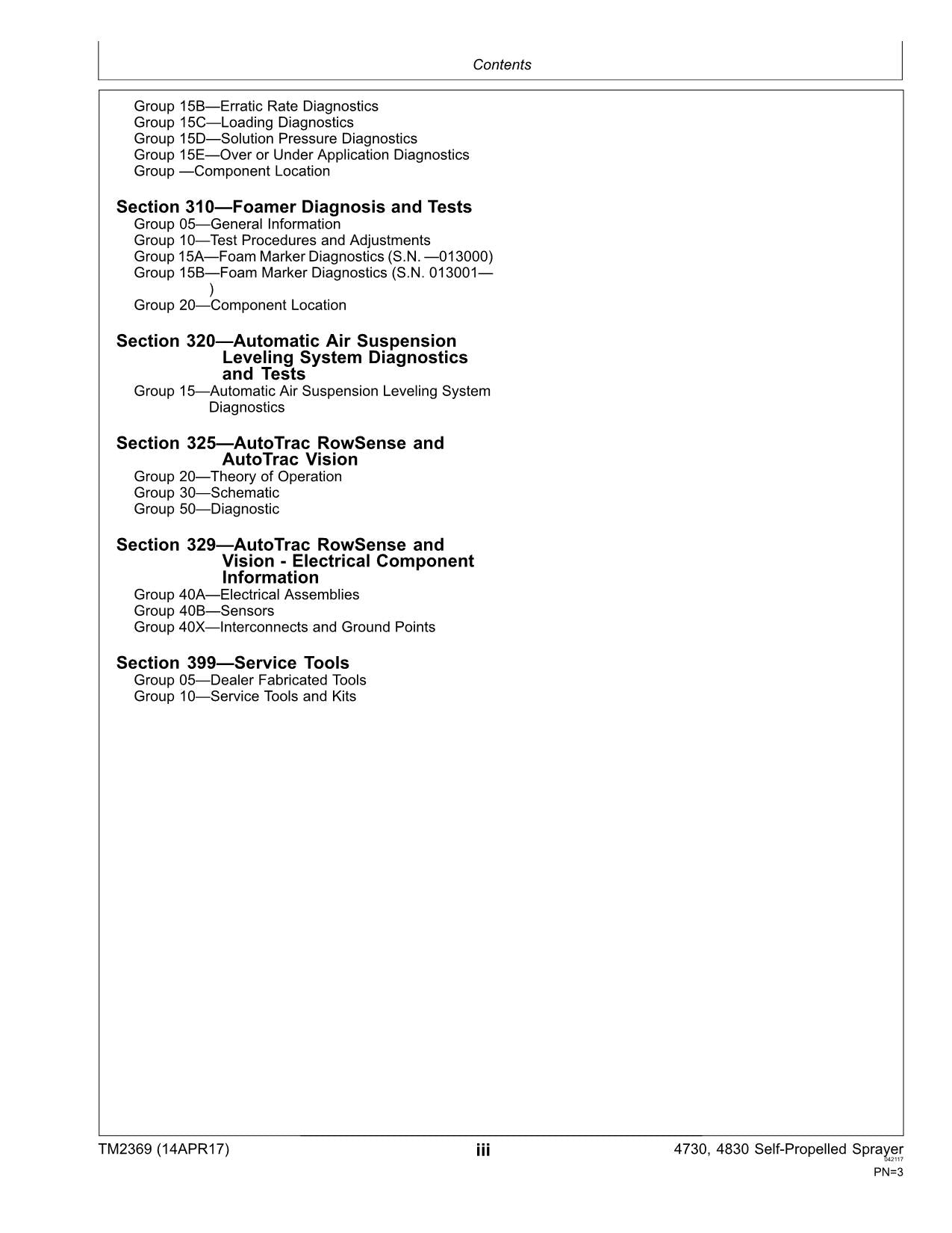 JOHN DEERE 4730  4830 SPRAYER DIAGNOSTIC SERVICE MANUAL TM2369