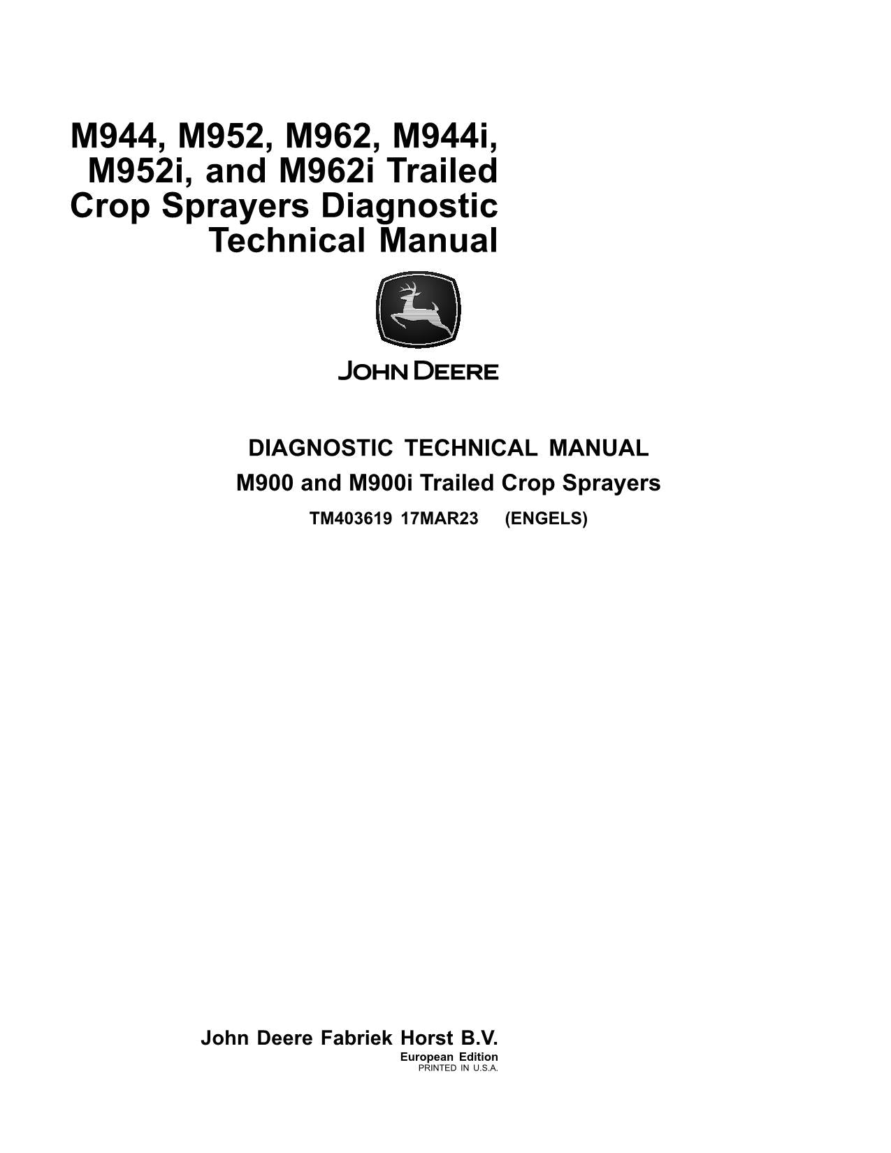 JOHN DEERE M944 M952 M962 M944i M952i M962i SPRÜHGERÄT DIAGNOSE-SERVICEHANDBUCH