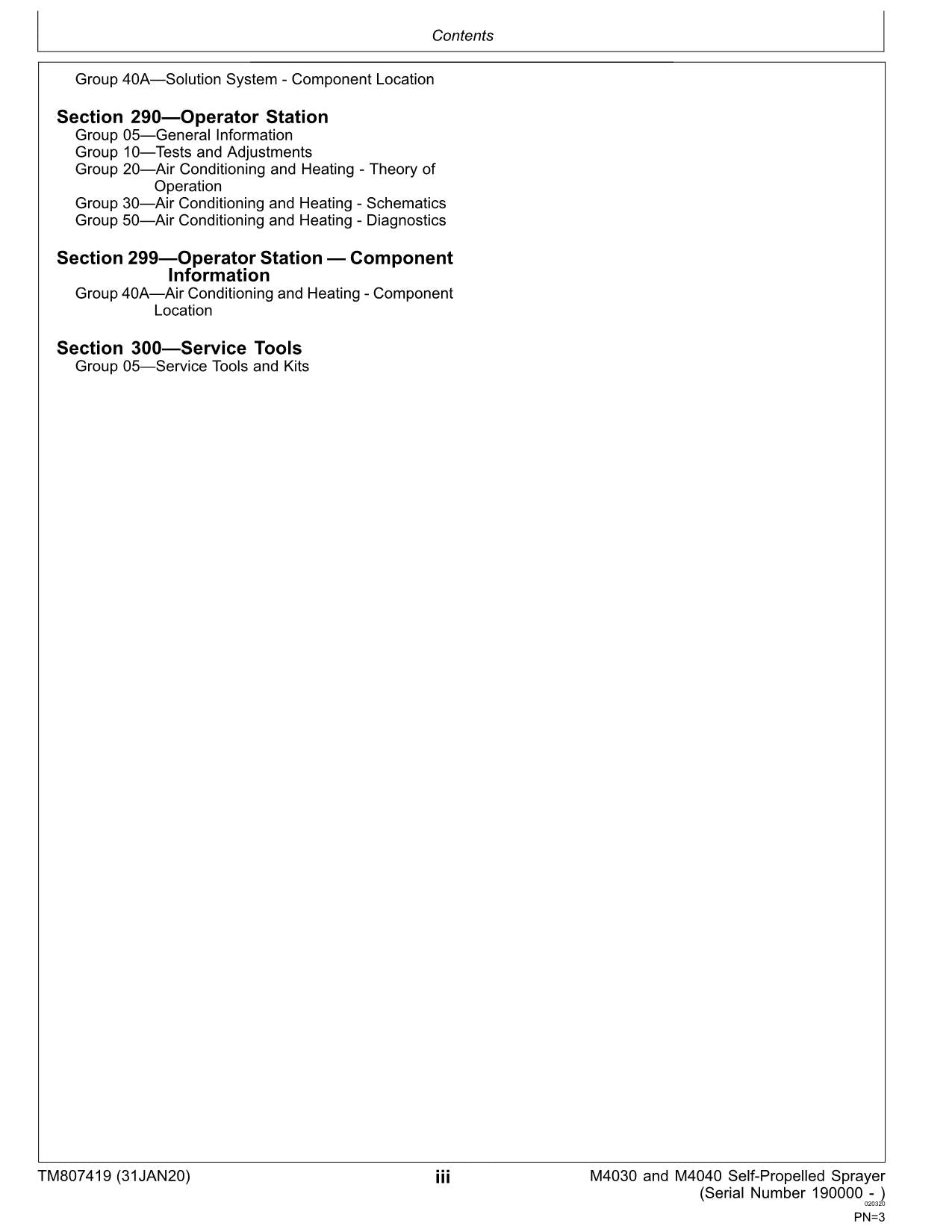 JOHN DEERE M4030 M4040 SPRAYER DIAGNOSTIC SERVICE MANUAL TM807419