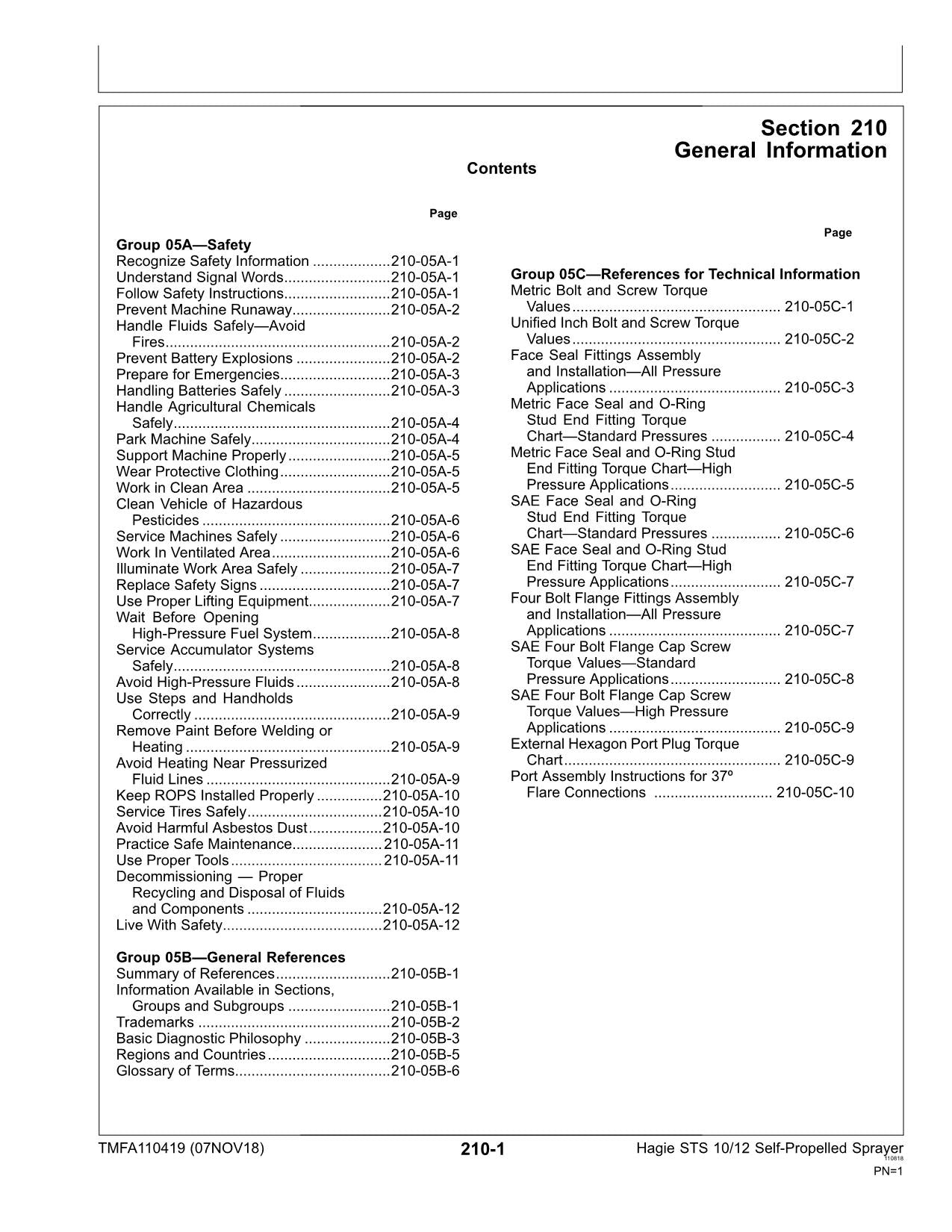 JOHN DEERE STS10 STS12 SPRÜHGERÄT DIAGNOSE-SERVICEHANDBUCH TMFA110419