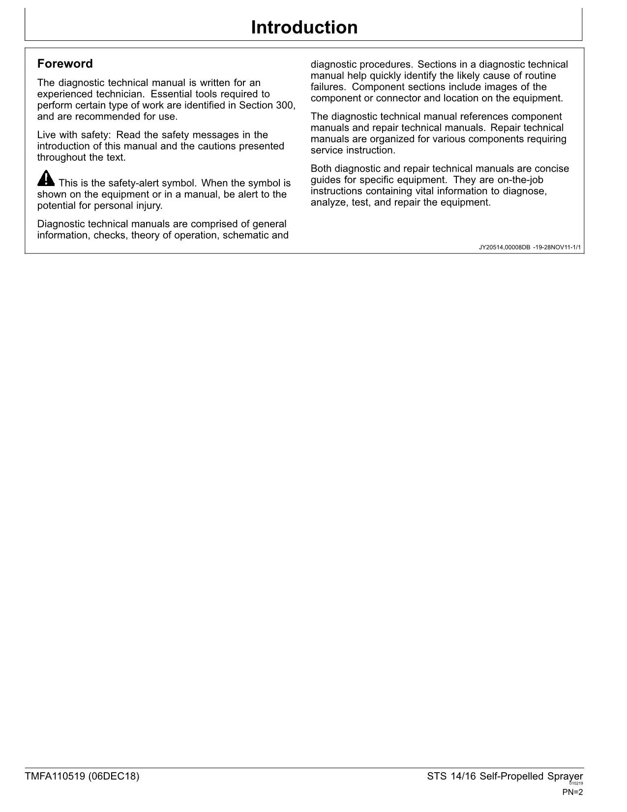 JOHN DEERE STS14 STS16 SPRÜHGERÄT DIAGNOSE-SERVICEHANDBUCH TMFA110519