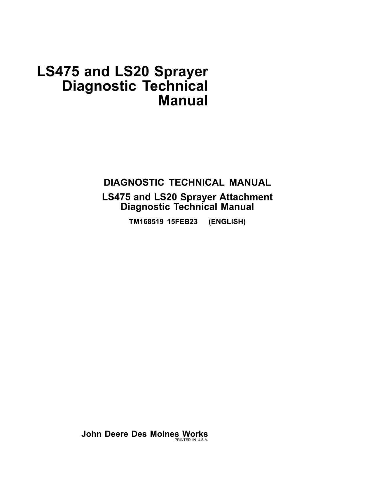 JOHN DEERE LS475 SPRAYER DIAGNOSTIC SERVICE MANUAL TM168519