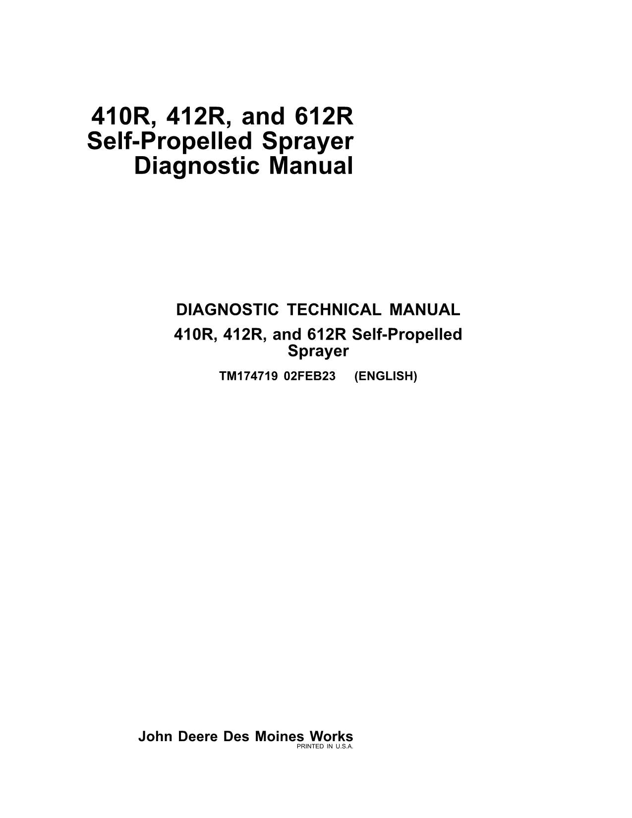 MANUEL D'ENTRETIEN ET DE DIAGNOSTIC DU PULVÉRISATEUR JOHN DEERE 612R 412R 410R