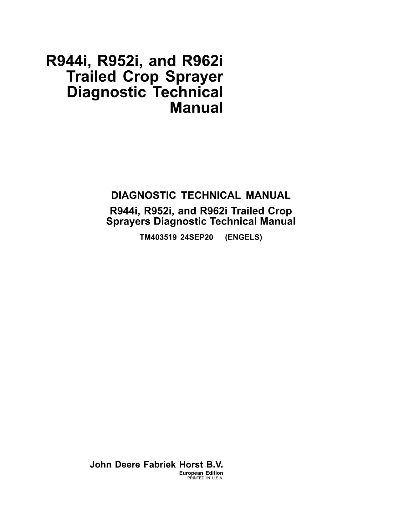 JOHN DEERE R962i R952i R944i SPRAYER DIAGNOSTIC SERVICE MANUAL