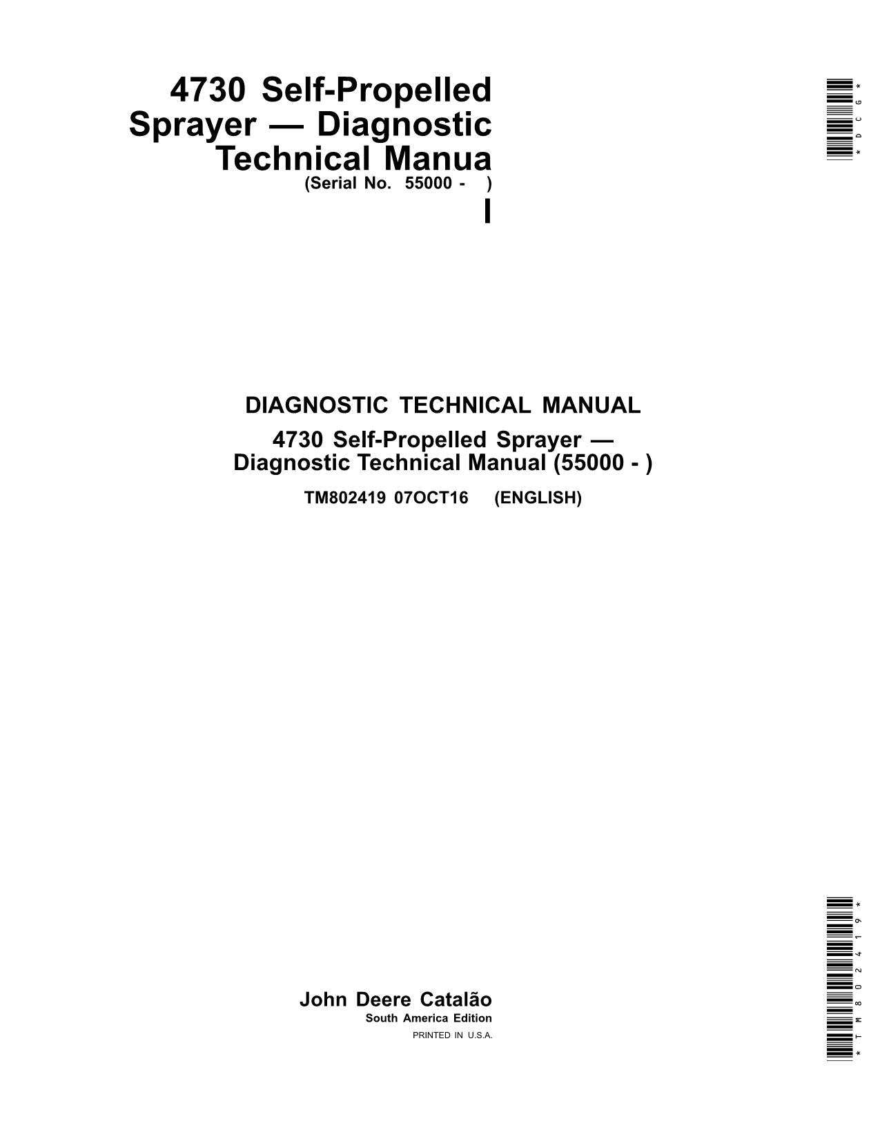 MANUEL D'ENTRETIEN ET DE DIAGNOSTIC DU PULVÉRISATEUR JOHN DEERE 4730 TM802419