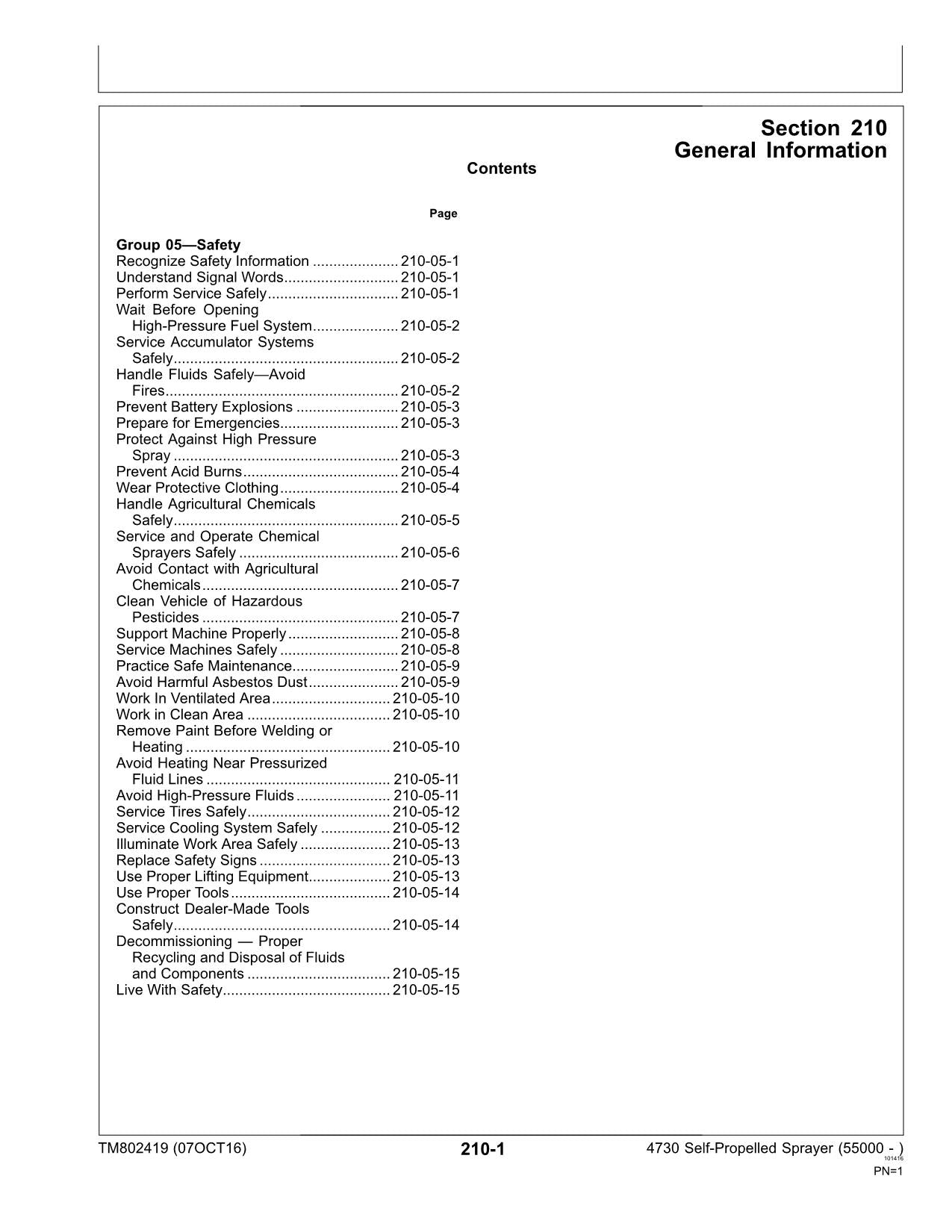 JOHN DEERE 4730 SPRÜHGERÄT DIAGNOSE-SERVICEHANDBUCH TM802419