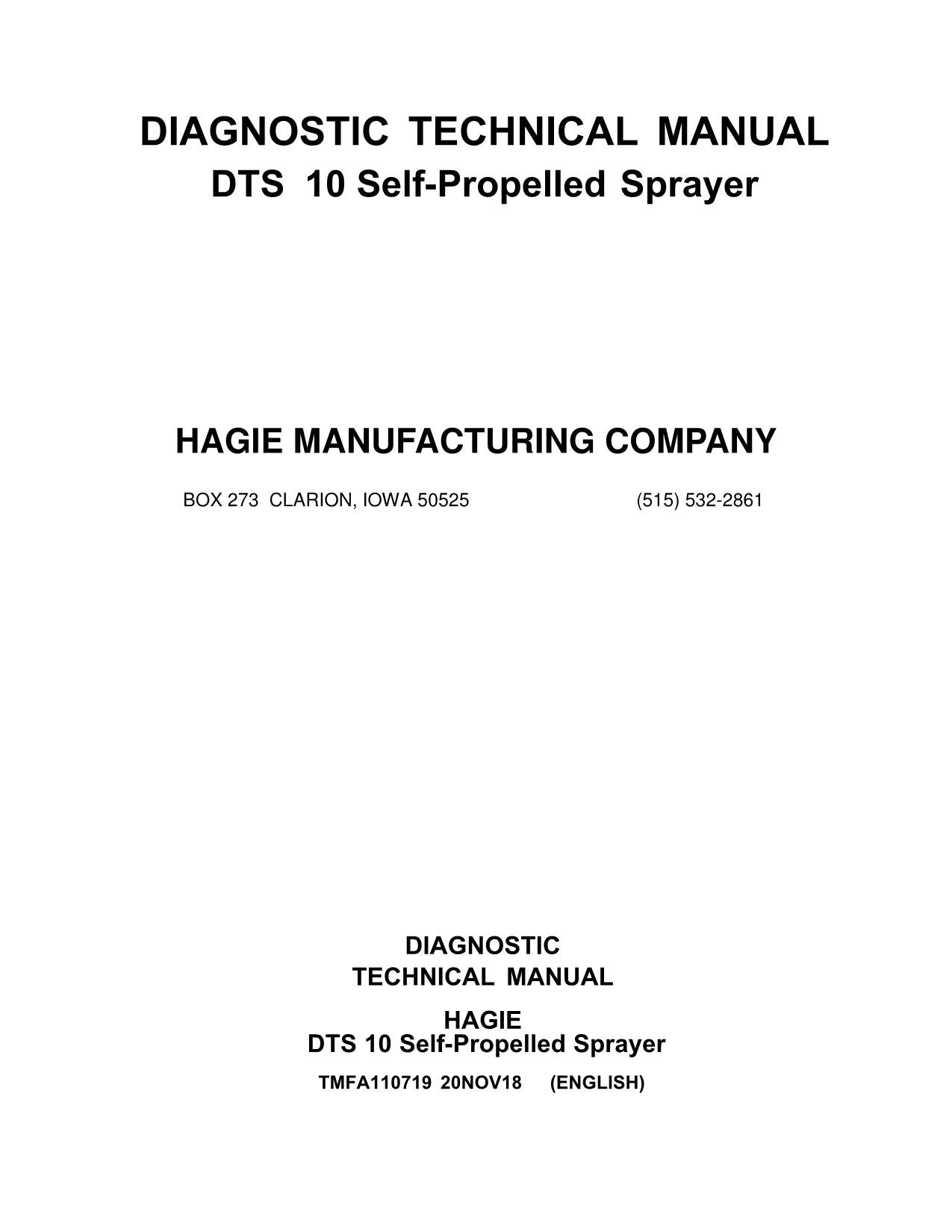 JOHN DEERE DTS10 SPRÜHGERÄT DIAGNOSE-SERVICEHANDBUCH TMFA110719