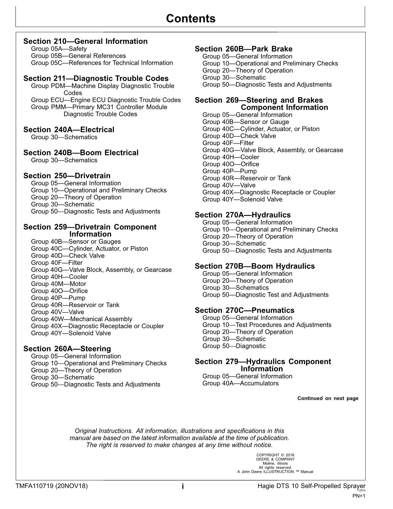 JOHN DEERE DTS10 SPRÜHGERÄT DIAGNOSE-SERVICEHANDBUCH TMFA110719