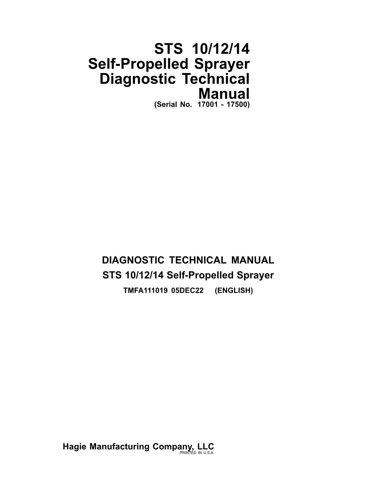 MANUEL D'ENTRETIEN ET DE DIAGNOSTIC DU PULVÉRISATEUR JOHN DEERE STS 10 12 14 16