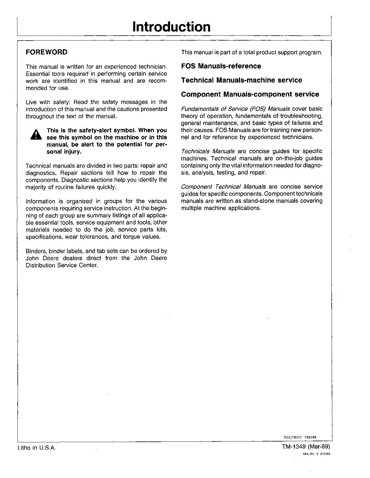 JONH DEERE 9950 COTTON PICKER REPAIR SERVICE TECHNICAL MANUAL TM1349