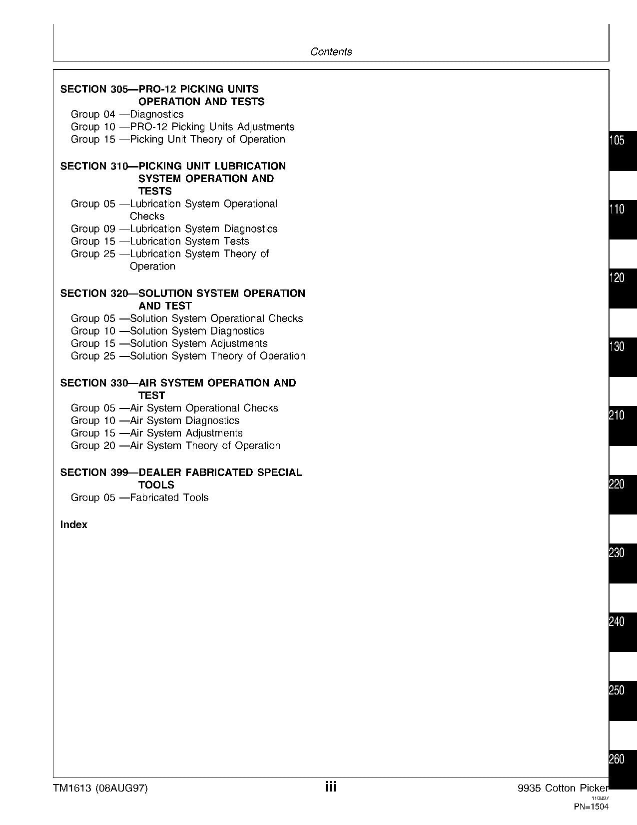 JONH DEERE 9935 COTTON PICKER SERVICE MANUAL TM1613