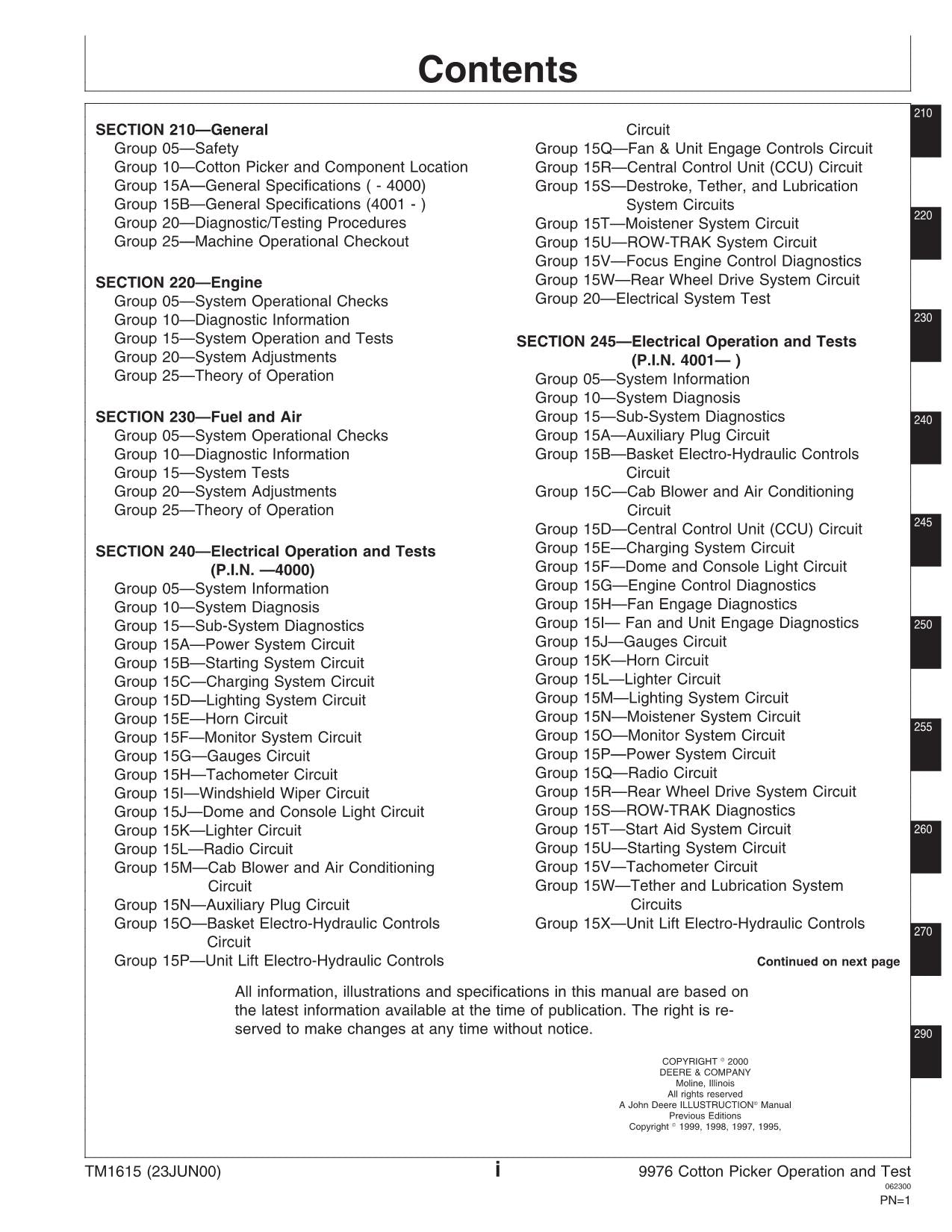 JONH DEERE 9976 BAUMWOLLPFLEGER SERVICEHANDBUCH TM1615