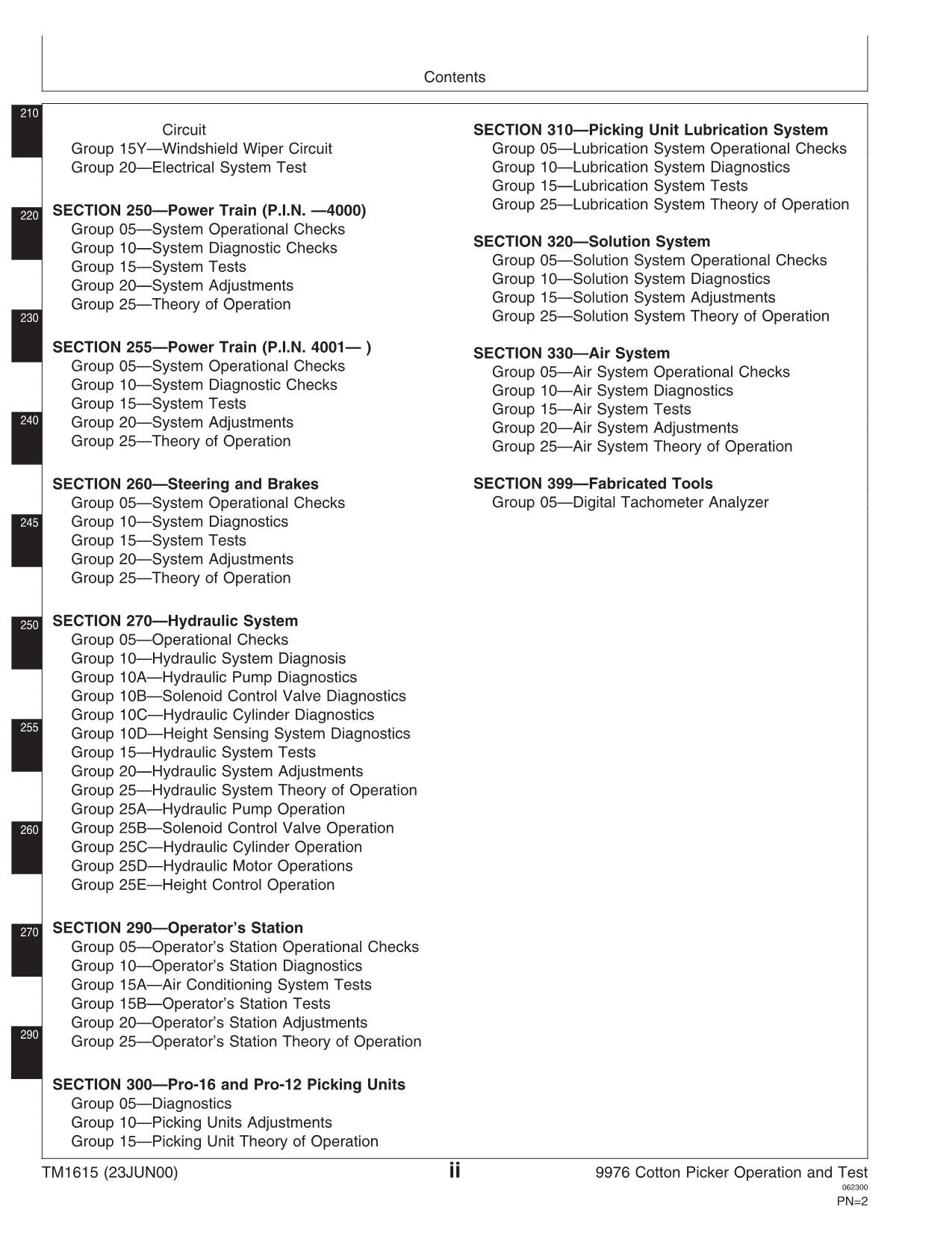 JONH DEERE 9976 BAUMWOLLPFLEGER SERVICEHANDBUCH TM1615