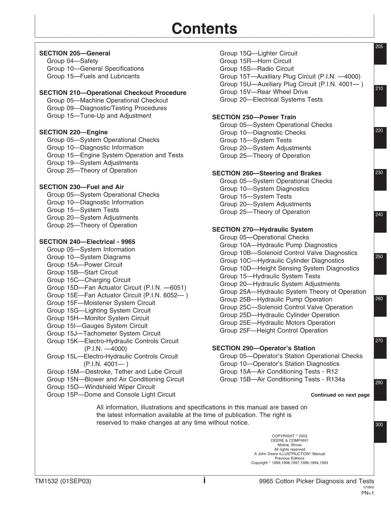 JONH DEERE 9965 BAUMWOLLPFlücker - DIAGNOSE-SERVICEHANDBUCH TM1532