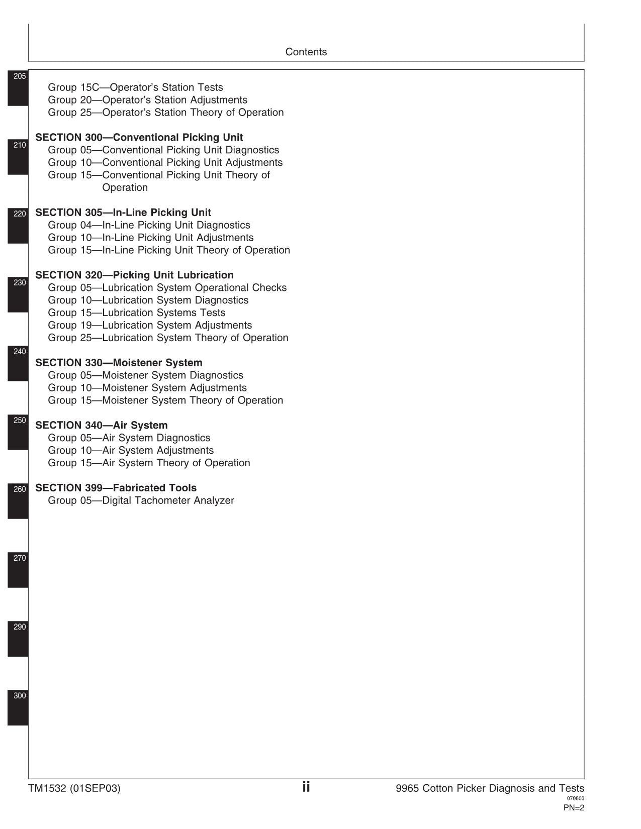 JONH DEERE 9965 BAUMWOLLPFlücker - DIAGNOSE-SERVICEHANDBUCH TM1532