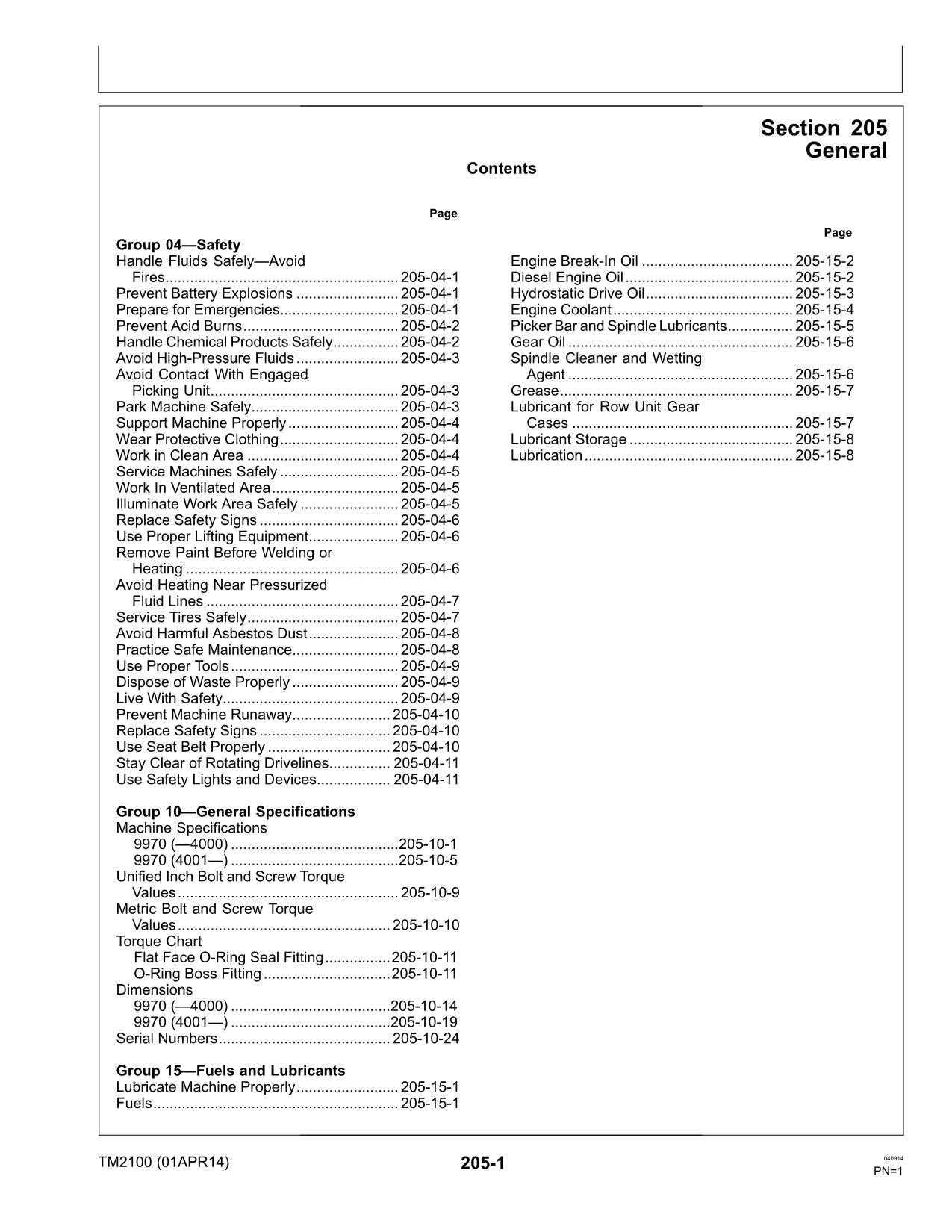 JONH DEERE 9970 BAUMWOLLPFlücker Diagnose-Servicehandbuch TM2100