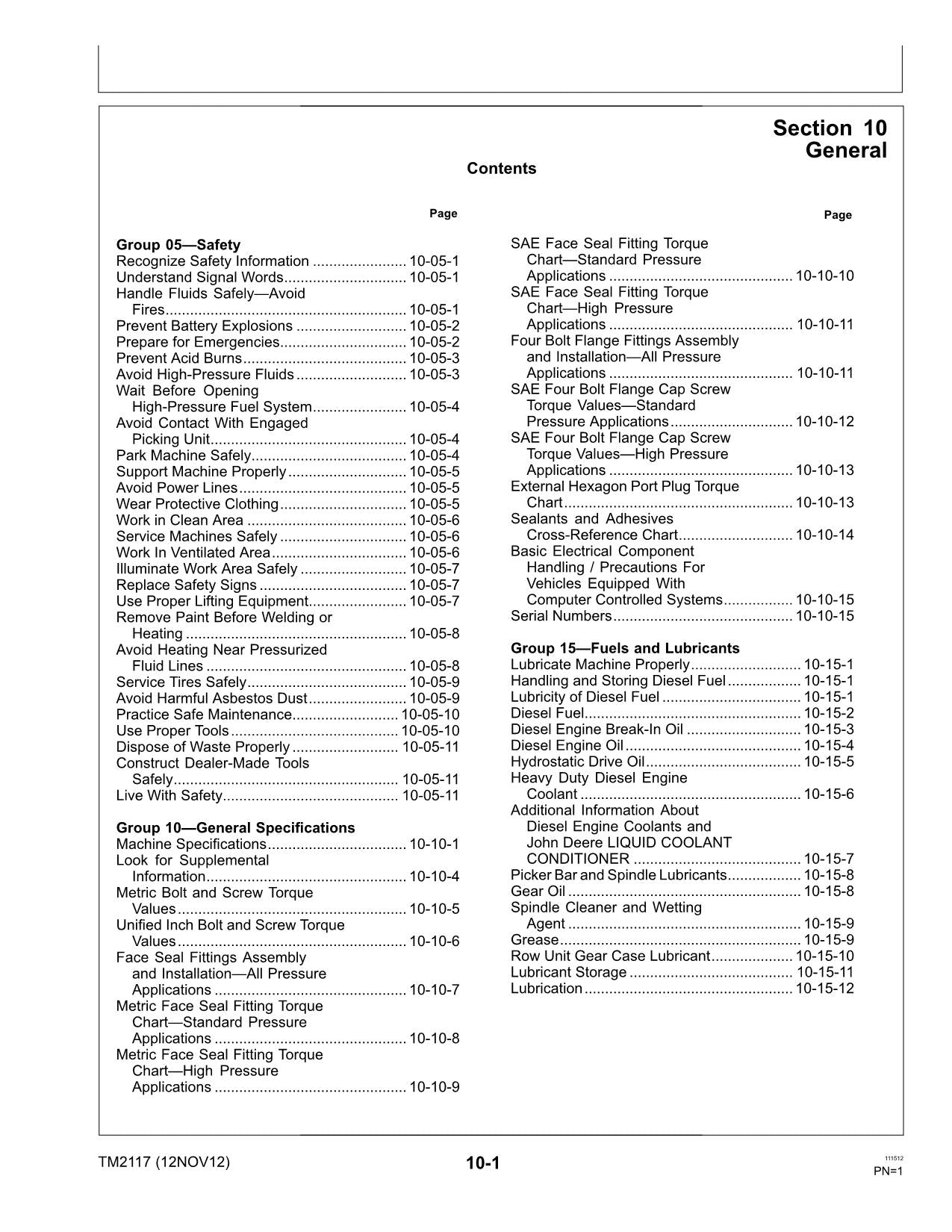 JONH DEERE 9970 COTTON PICKER REPAIR SERVICE MANUAL TM2117