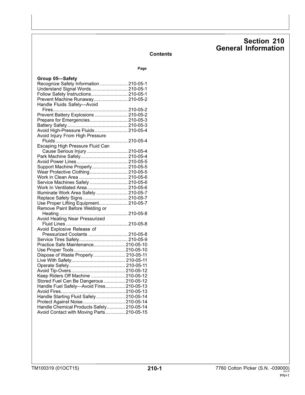 JONH DEERE 7760 BAUMWOLLPFlücker - DIAGNOSE-SERVICEHANDBUCH TM100319