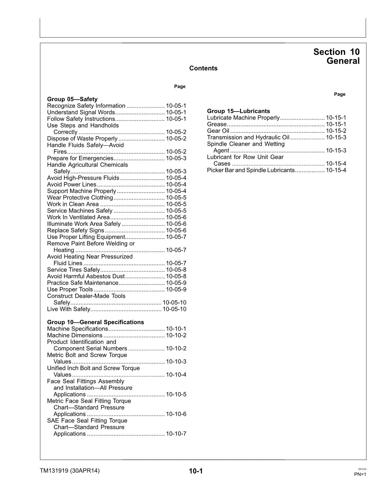 JONH DEERE CP20 COTTON PICKER REPAIR SERVICE MANUAL TM131919