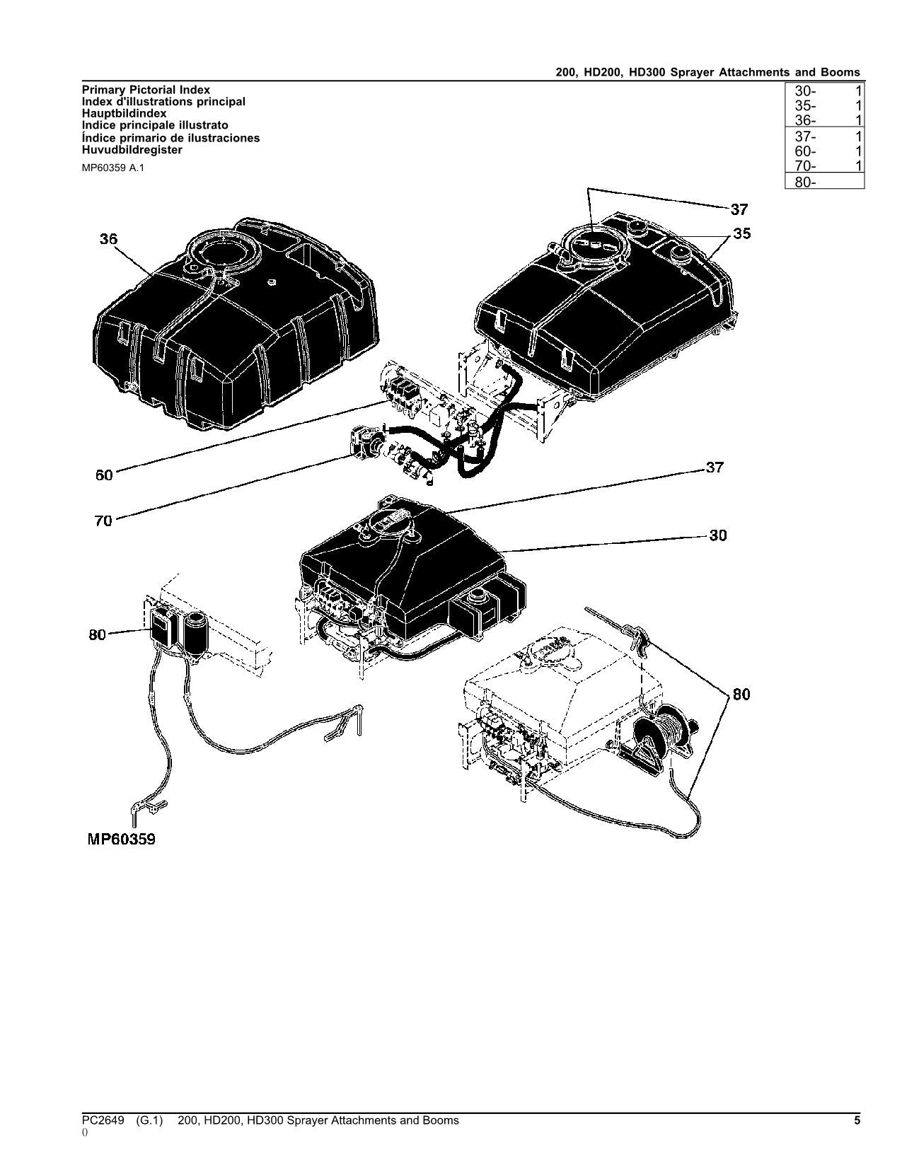 ACCESSOIRES DE PULVÉRISATION JOHN DEERE 200 HD200 HD300 CATALOGUE DE PIÈCES DE RECHANGE MANUEL