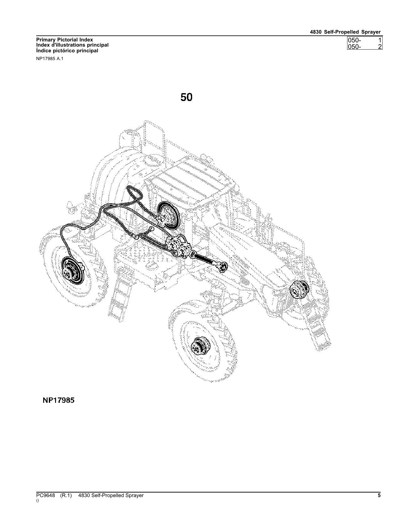 MANUEL DU CATALOGUE DES PIÈCES DU PULVÉRISATEUR AUTOMOTEUR JOHN DEERE 4830