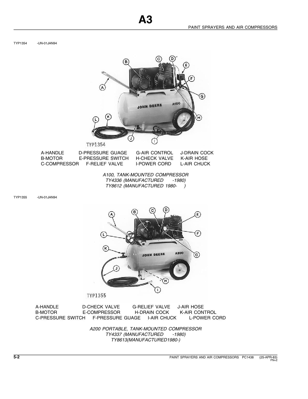 JOHN DEERE A33 A75 A100 A200 A250 A300 SPRAYER PARTS CATALOG MANUAL