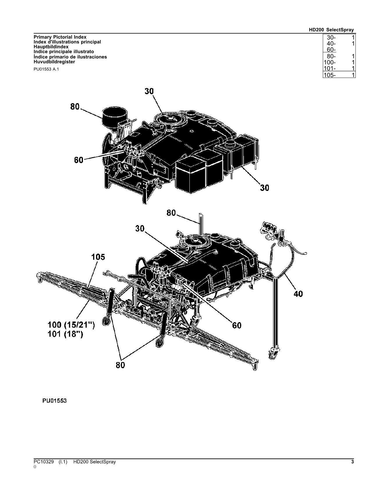 JOHN DEERE HD20 SPRAYER PARTS CATALOG MANUAL