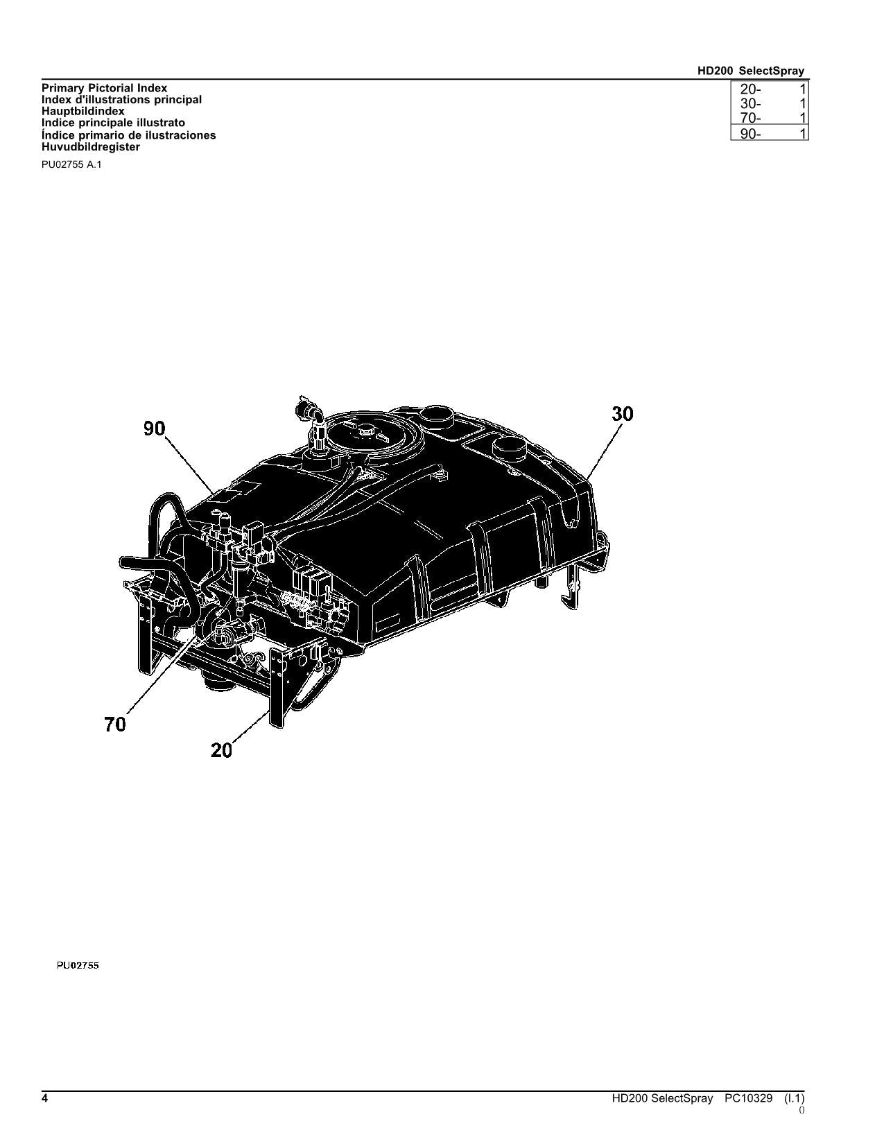 JOHN DEERE HD20 SPRAYER PARTS CATALOG MANUAL