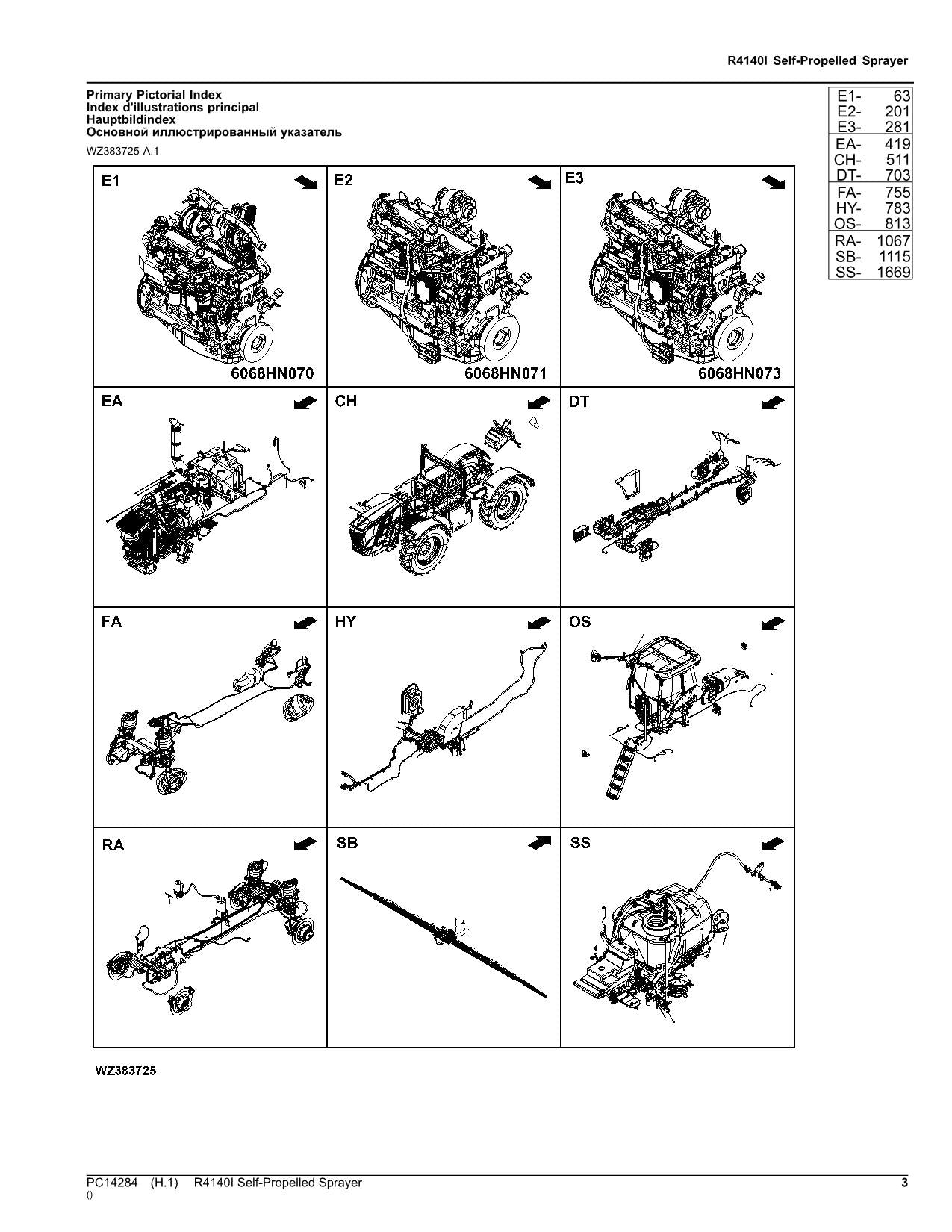 JOHN DEERE R4140I SPRAYER PARTS CATALOG MANUAL PC14284