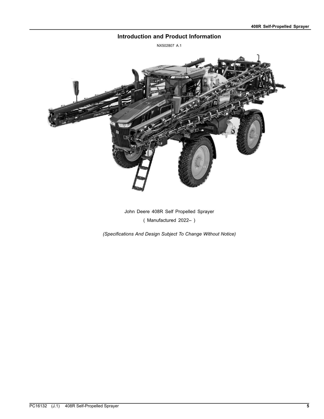 MANUEL DU CATALOGUE DES PIÈCES DU PULVÉRISATEUR JOHN DEERE 408R PC16132