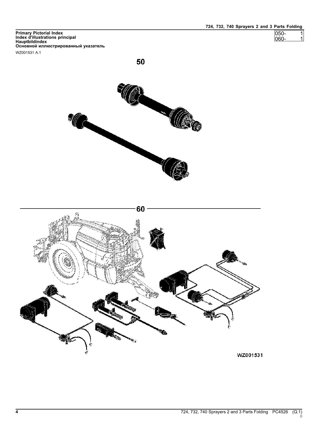 MANUEL DU CATALOGUE DES PIÈCES DU PULVÉRISATEUR JOHN DEERE 724 732 740 PC4526