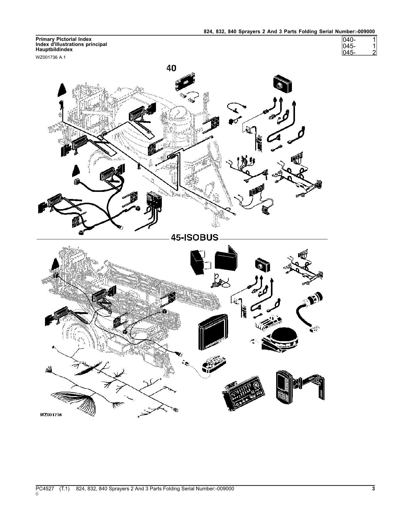 JOHN DEERE 824  832  840 SPRAYER PARTS CATALOG MANUAL PC4527