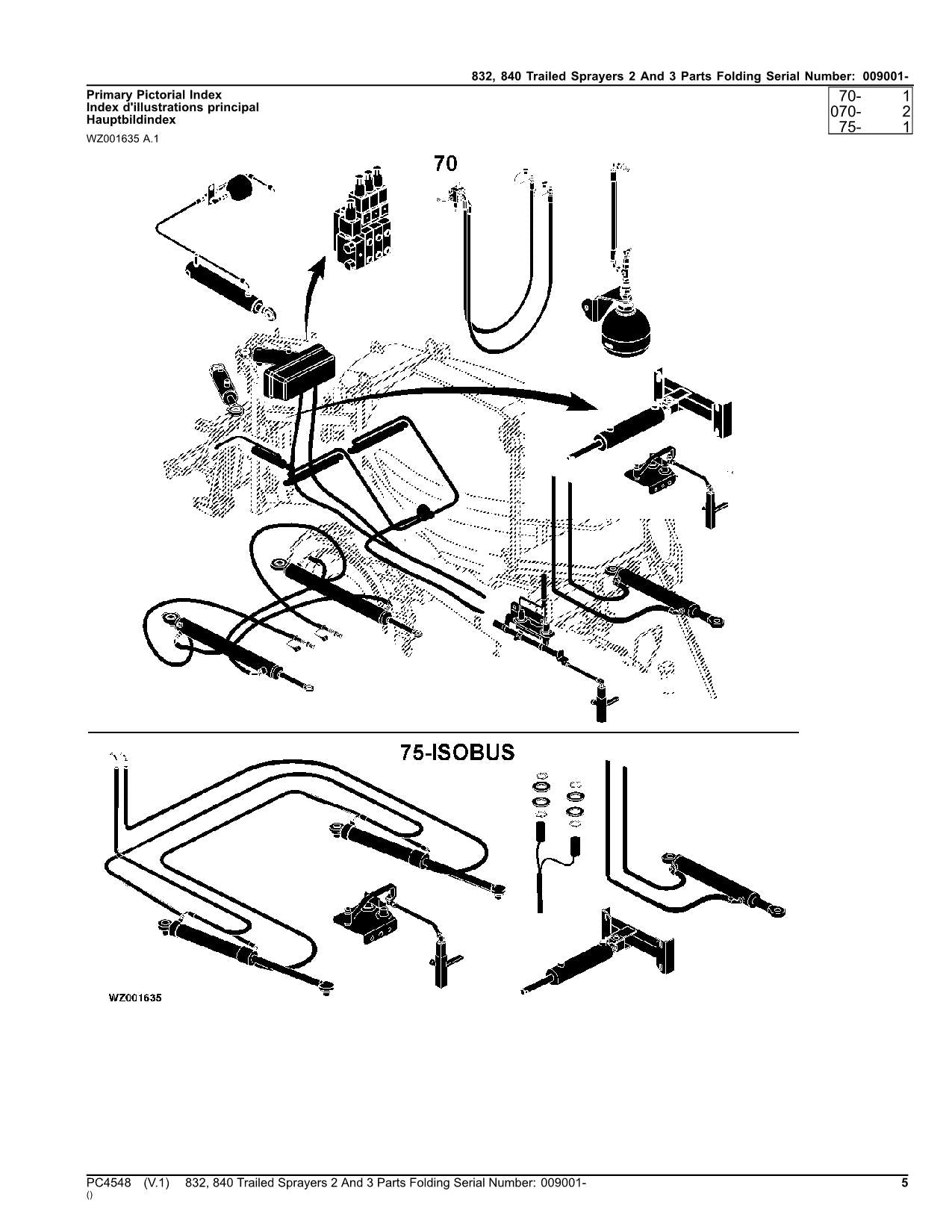 JOHN DEERE 832 840 SPRÜHGERÄT-TEILEKATALOGHANDBUCH PC4548