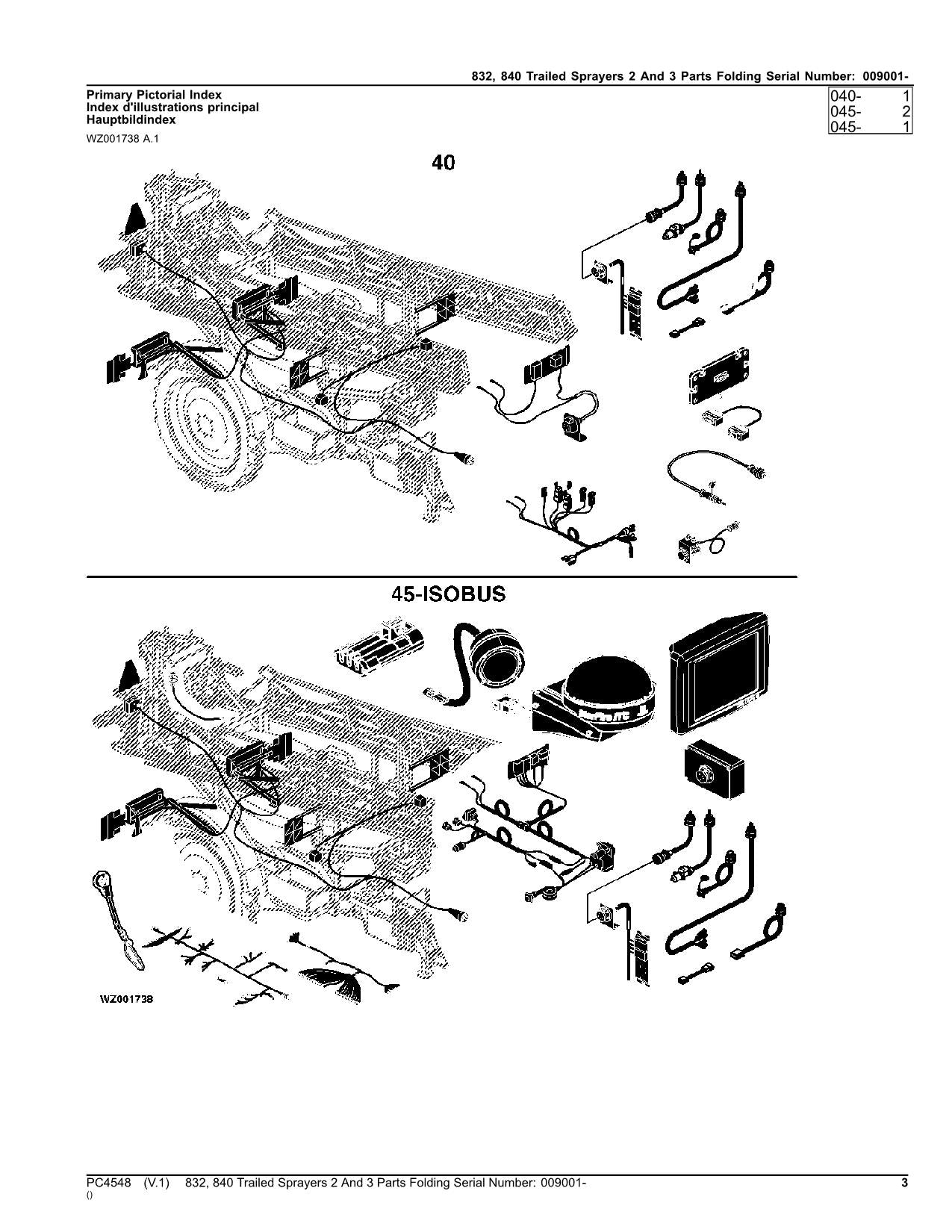 MANUEL DU CATALOGUE DES PIÈCES DU PULVÉRISATEUR JOHN DEERE 832 840 PC4548