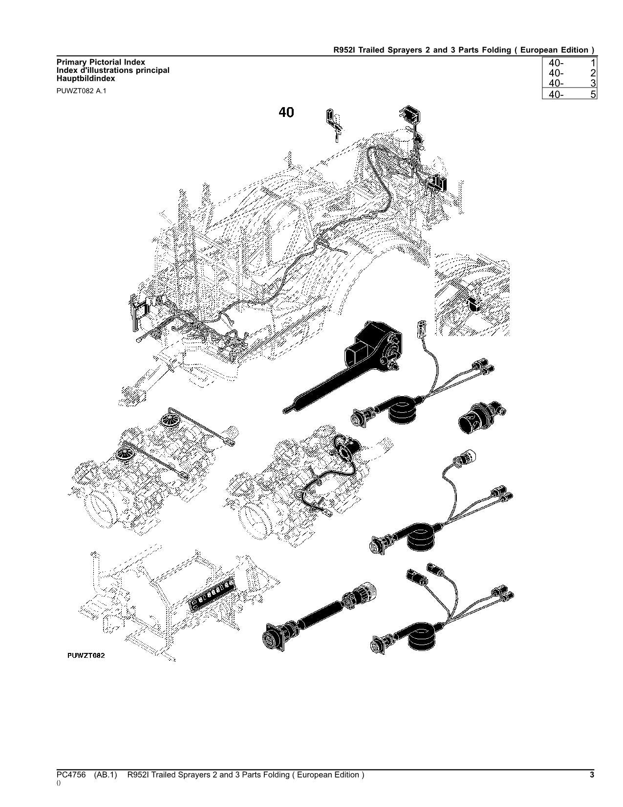 JOHN DEERE R952I SPRAYER PARTS CATALOG MANUAL PC4756