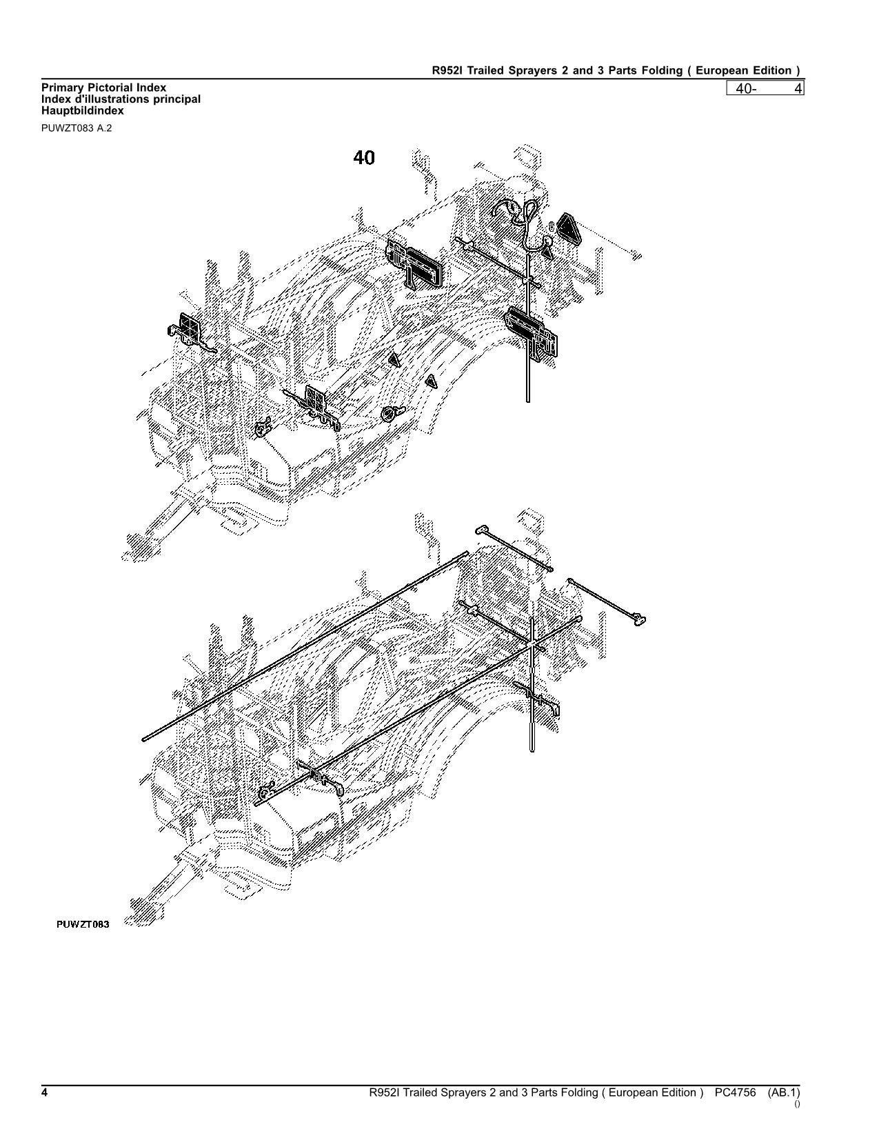 JOHN DEERE R952I SPRAYER PARTS CATALOG MANUAL PC4756