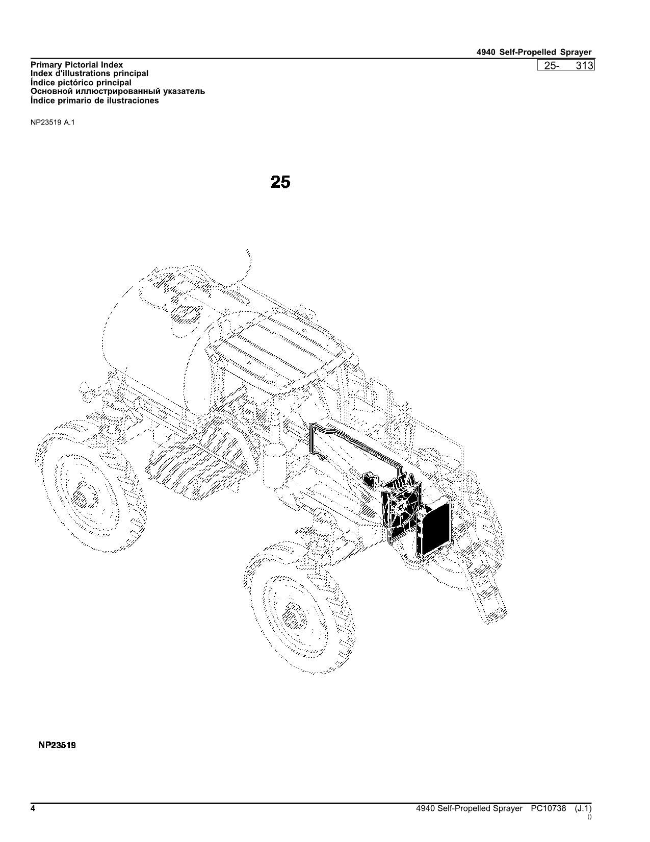 JOHN DEERE 4940 SPRAYER PARTS CATALOG MANUAL PC10738